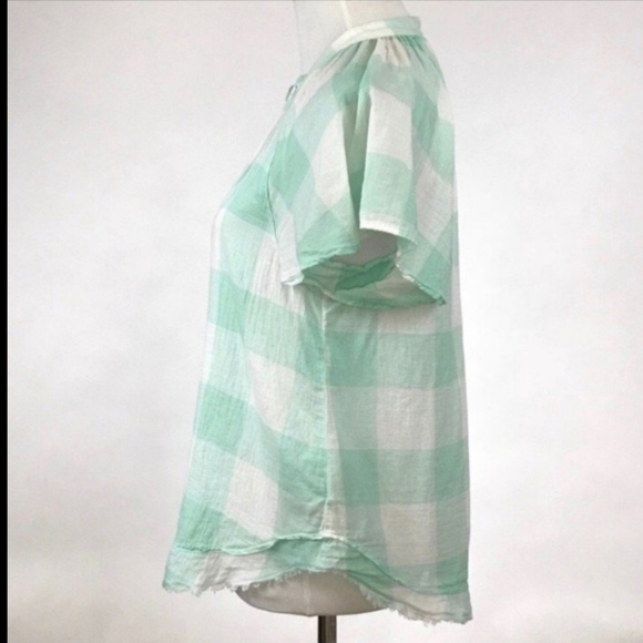 Anthropologie Maeve Gingham Flutter Top - Picture 7 of 7